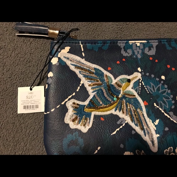 NWT Small case/clutch. Blue and beaded accents. - Picture 2 of 4